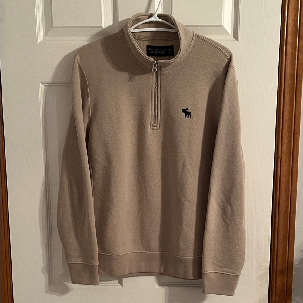 A&F Beige Quarter-Zip Sweater